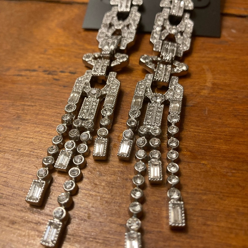 White House Black Market Dazzling Silver Drop Earrings - Picture 2 of 6